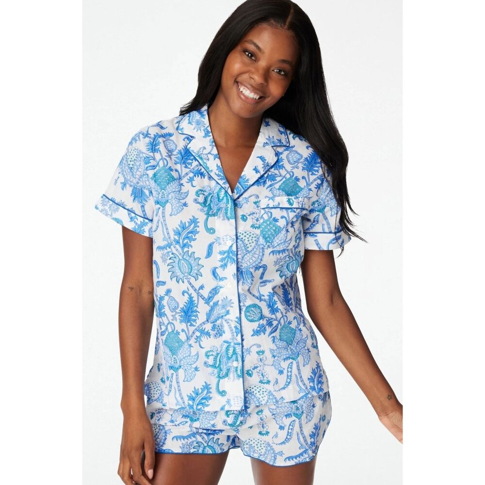 Roller Rabbit Blue and White Short Pajama Set